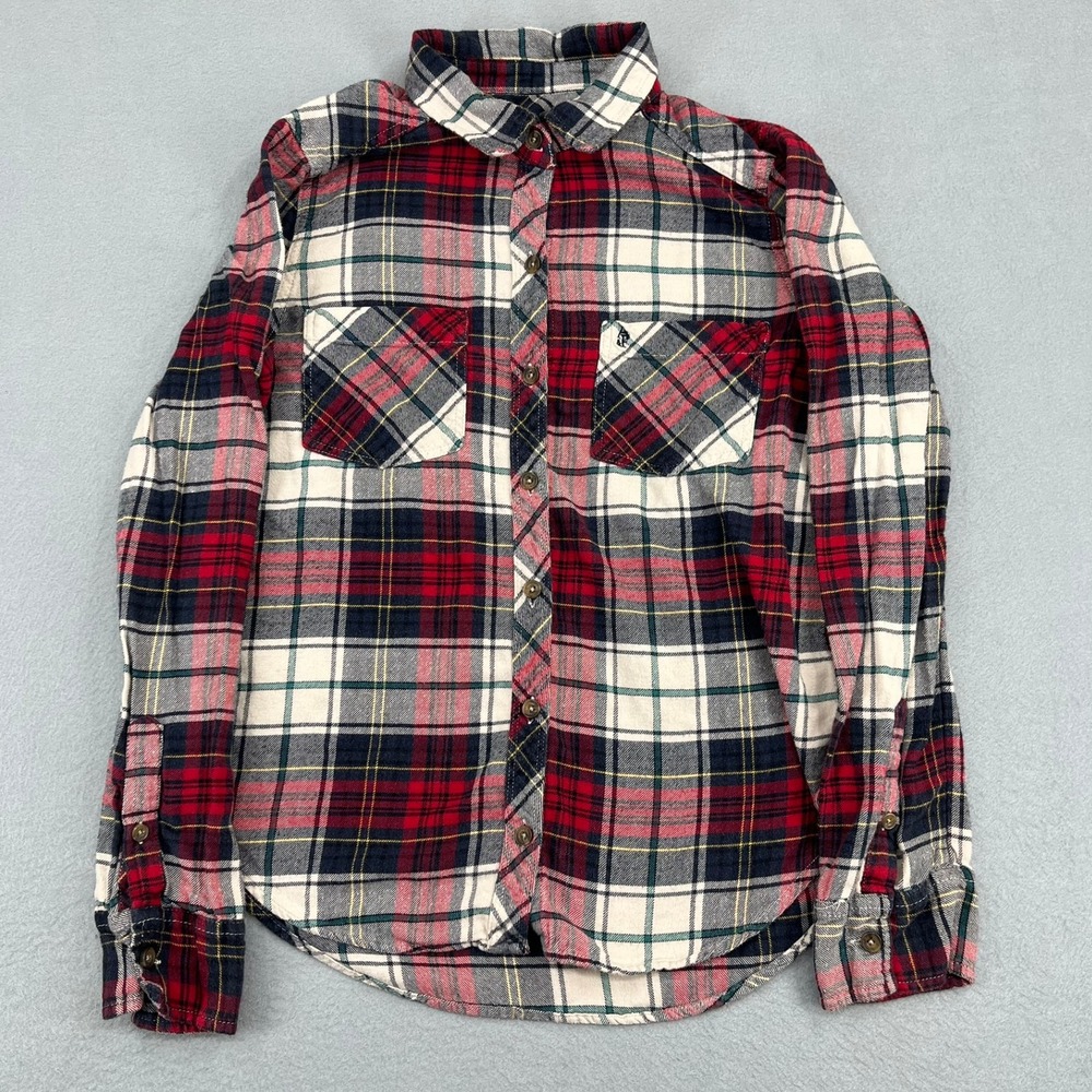Abercrombie & Fitch Womens‎ Red Navy Plaid Flannel Button Down Shirt Medium
